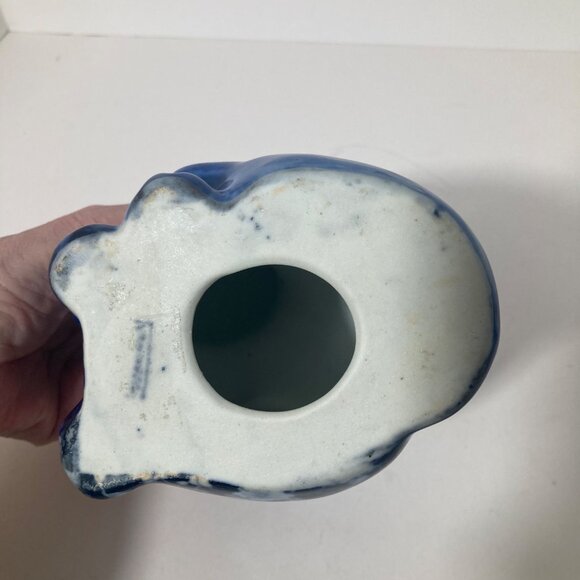 Vintage Porcelain Ceramic Blue Floral Cat‎ 6 x 6.75" Signed - Picture 7 of 8